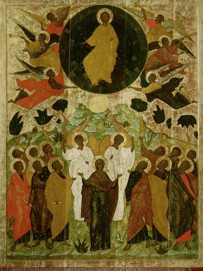The Ascension of Our Lord, Russian icon from the Malo-Kirillov Monastery, Novgorod School, 1543 by Novgorod School
